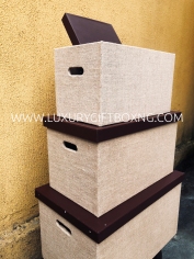 Rattan Fabric and Brown Leather Trunk Box3