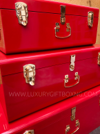 Red Metal Trunk Box with Gold Locks3